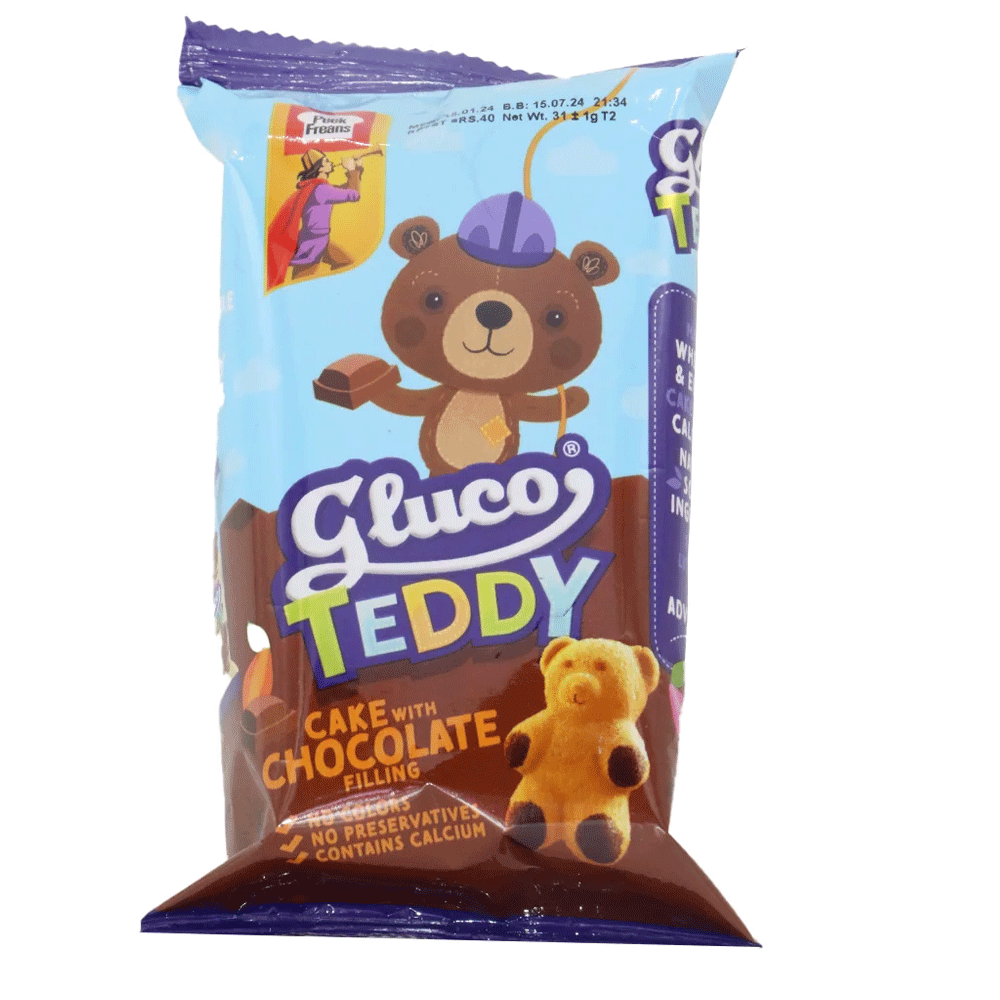 Peek Freans Gluco Teddy Cake With Chooclate Filling 31g