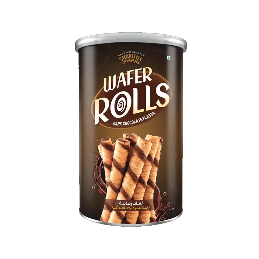 Snakitos Wafer Rolls Dark Chocolate Tin 80g - Snapcart.pk