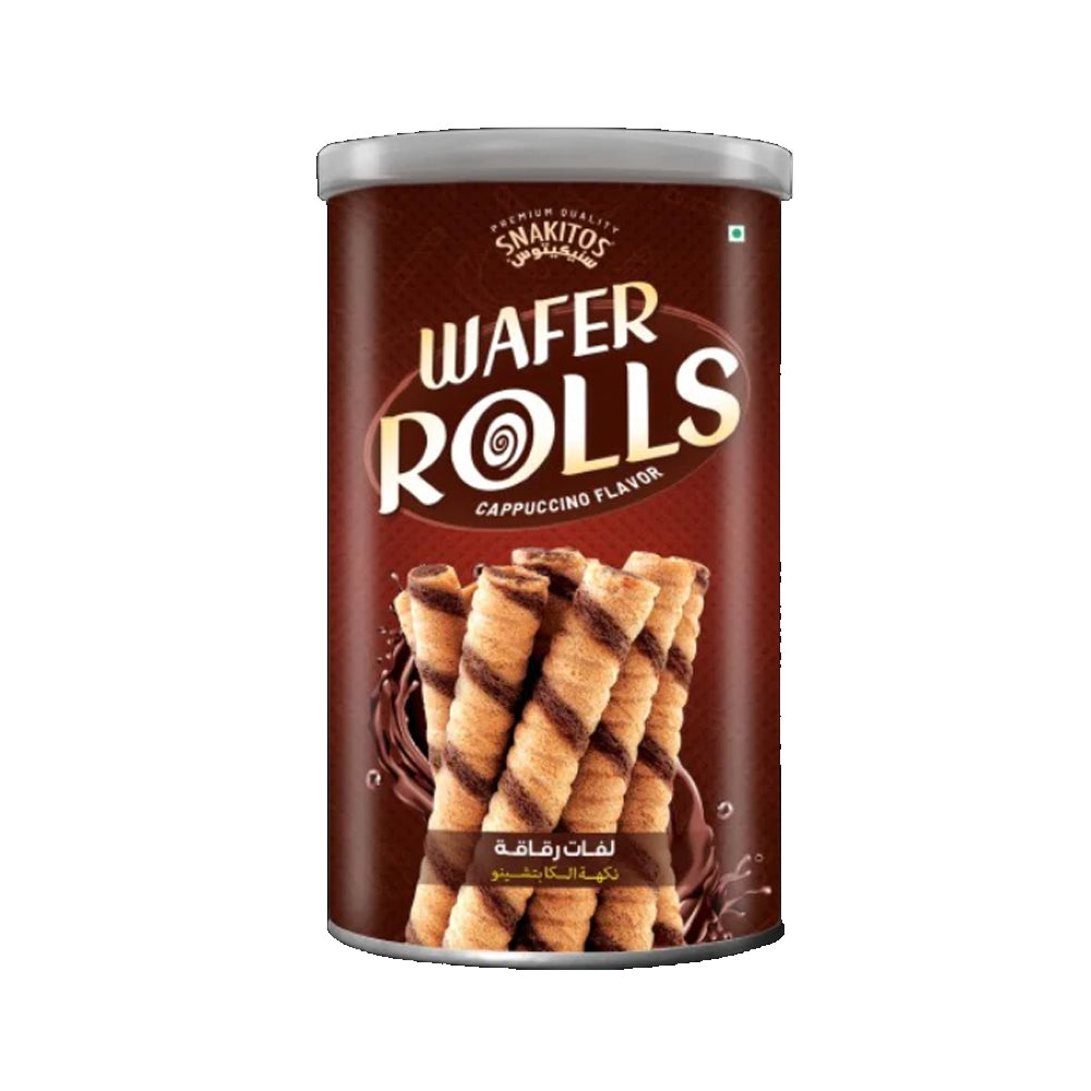 Snakitos Wafer Rolls Cappuccino Flavour Tin 80g - Snapcart.pk