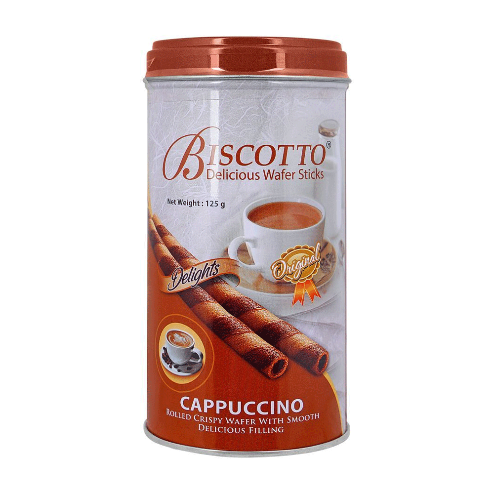 Biscotto Wafer Sticks Cappuccino Tin 125g