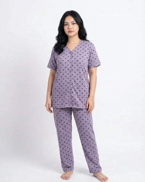 Cotton PJ Set - Heart Bliss - Purple