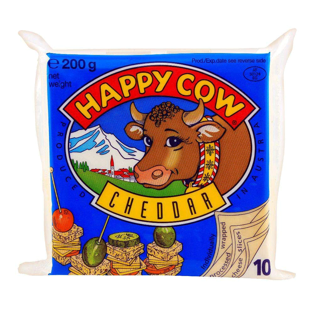 Happy Cow Cheddar Slice 200g