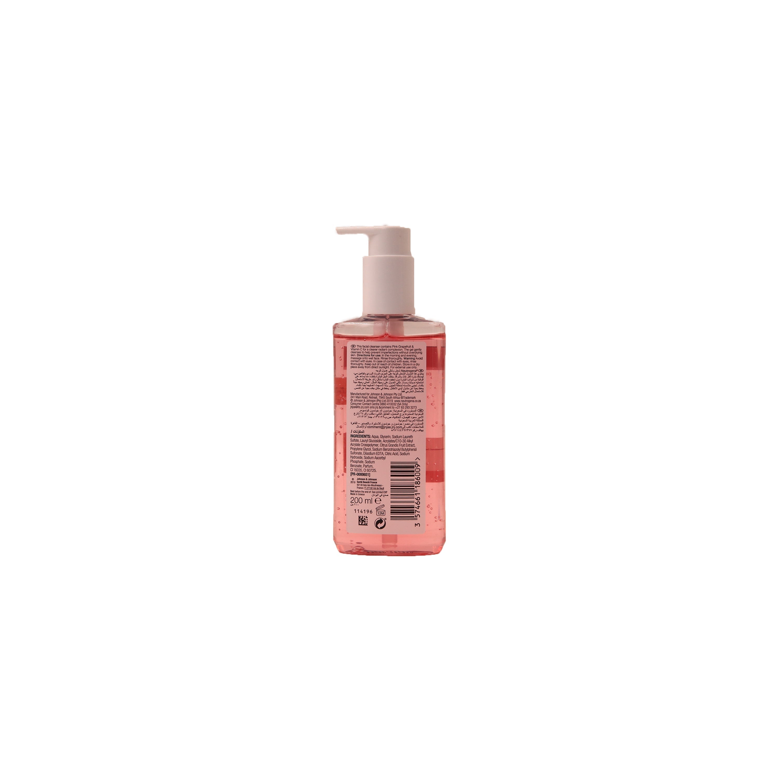 Neutrogena Fresh & Clear Facial Wash With Pink Grapefuit 200ml - Snapcart.pk