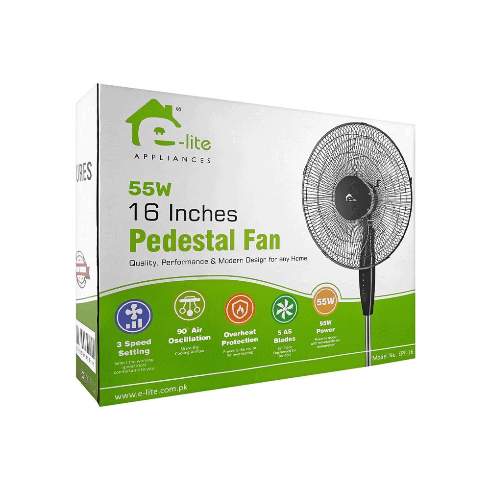 Elite Pedestal Fan 55w 16" Epf-16