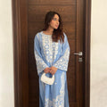 Manahils Stitched Ice Blue Embroidered Two Pc