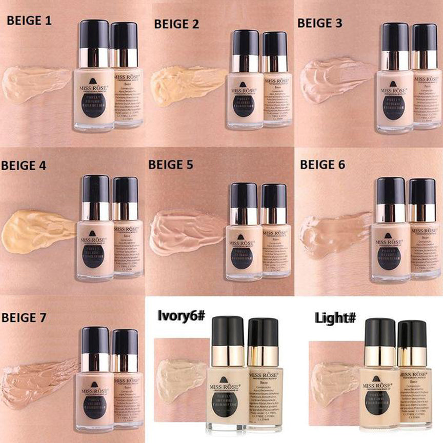 Miss Rose - Waterproof Moisturizing Oil Free Full Coverage Deep Whitener Liquid Foundation 30Ml - Beige 03 - My Store