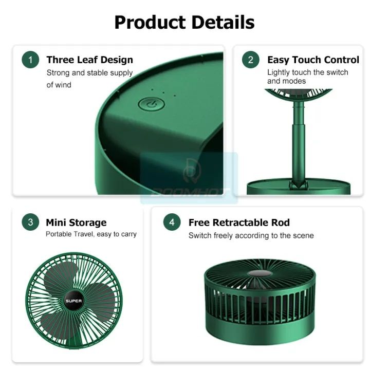 Desktop Foldable Fan Portable Household USB Rechargeable Retractable  Fan Electric Adjustable Low Noise Long Standby Fan -Random Color - My Store