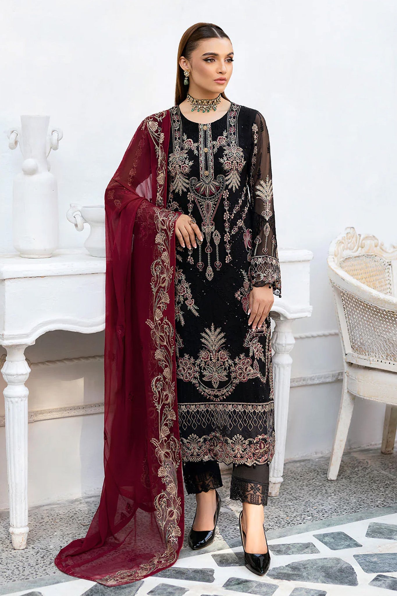 Chevron by Ramsha Unstitched 3 Piece Formals Vol-10 Collection'2025-A-1008