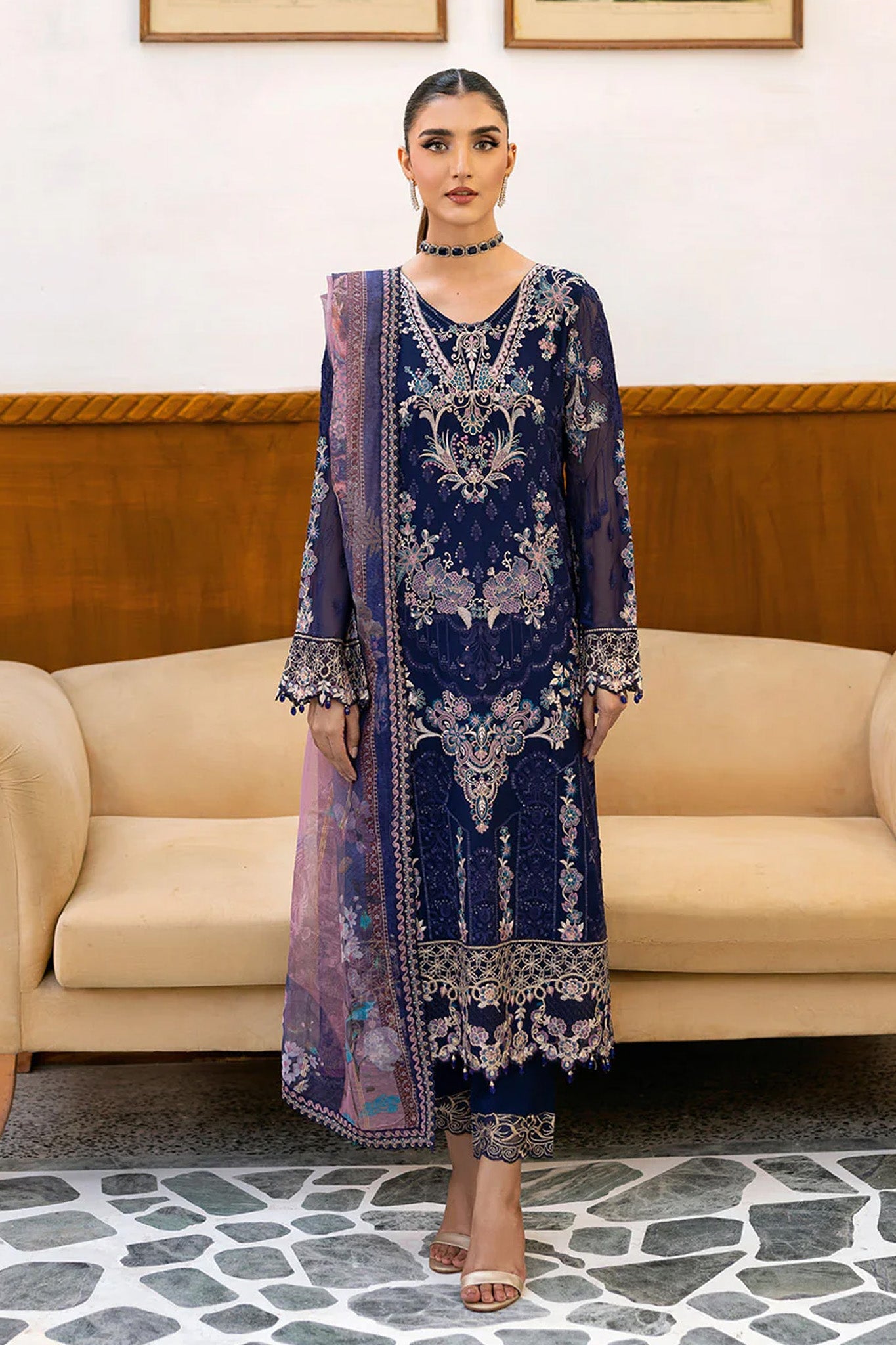 Chevron by Ramsha Unstitched 3 Piece Formals Vol-10 Suit-A-1012