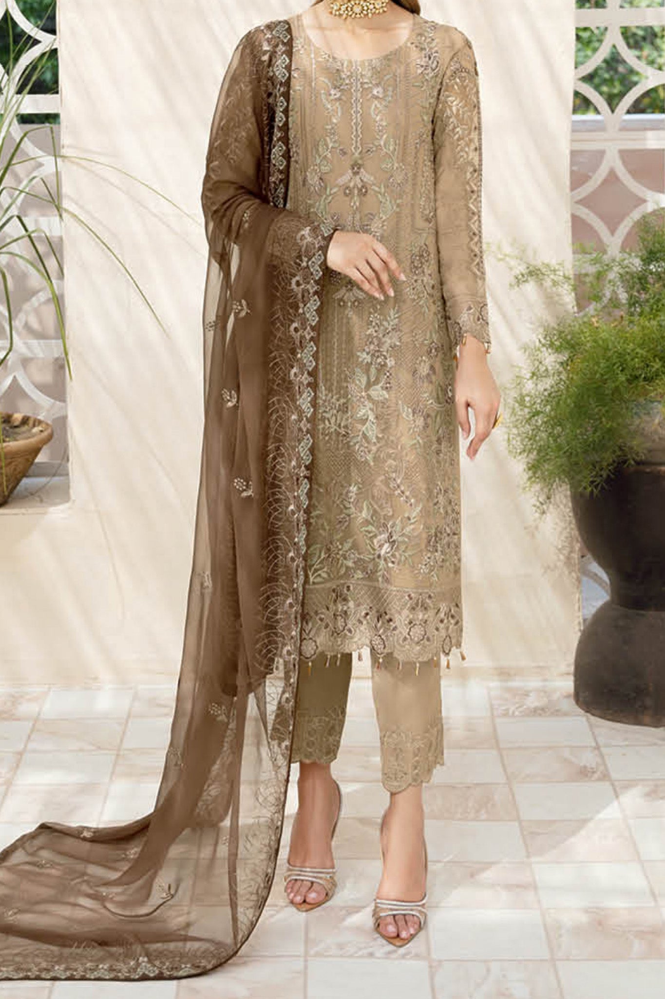 Chevron By Ramsha Unstitched 3 Piece Luxury Chiffon Vol-09 Suit-A-904