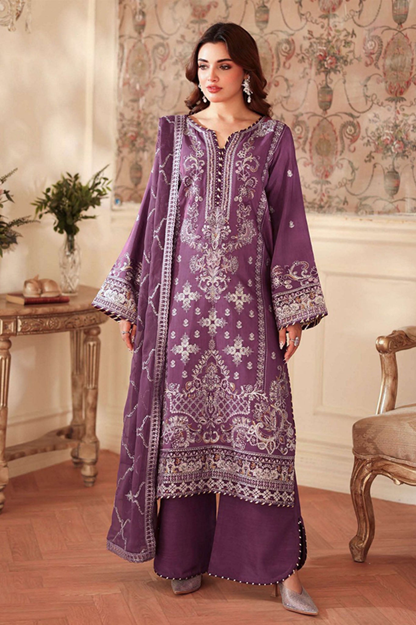 Aangan by Ramsha Unstitched 3 Piece Raw Silk Vol-02 Collection'2025-AA-208