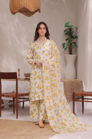 Feathers Unstitched 3 Piece Summer Collection-AABIRAH-FT270