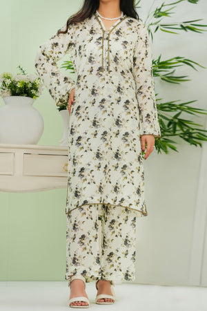 Aizal Stitched 2 Piece Co Ords Prints 2 Collection'2025-AC2-678-Off White
