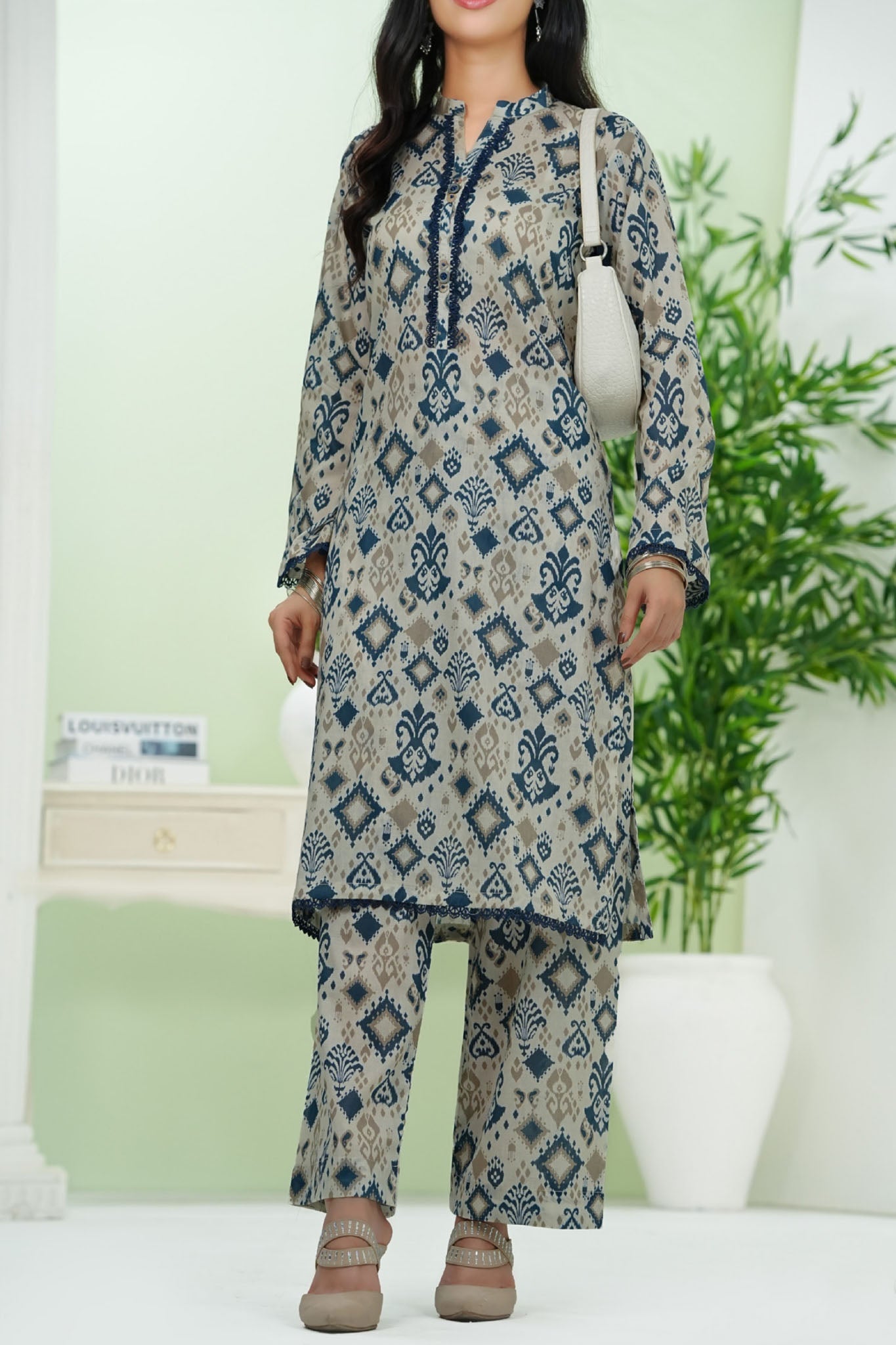 Aizal Stitched 2 Piece Co Ords Prints 2 Collection'2025-AC2-680-Off White