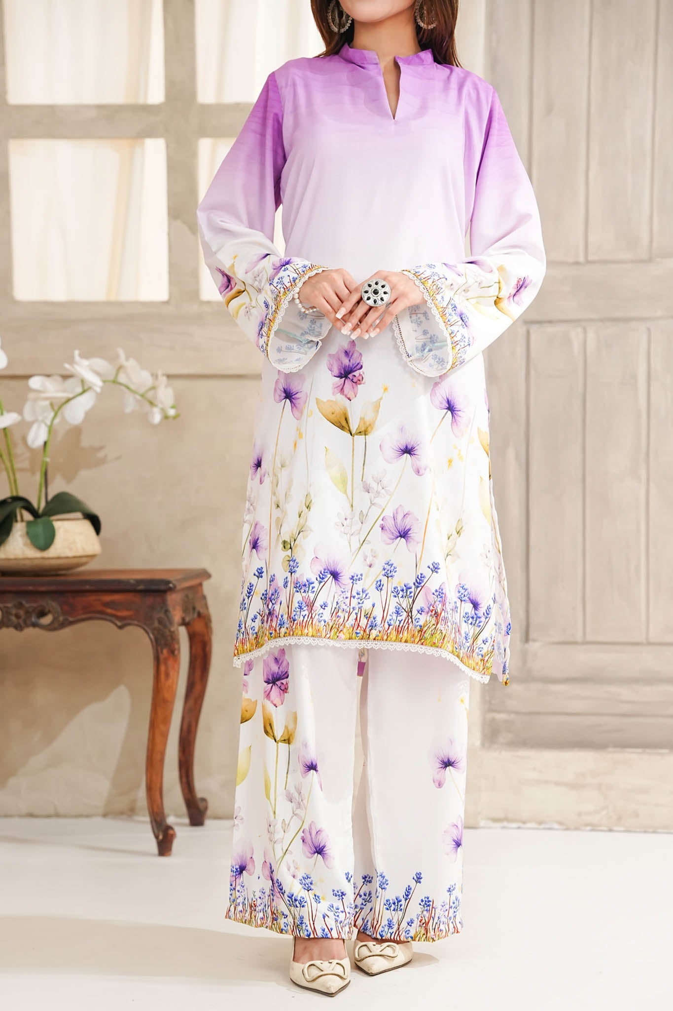 Hazel By Aizal Stitched Co Ords Slub Linen Winter Collection'2025-AH-09-White