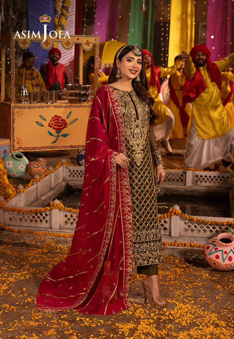 Asim Jofa Chamak Damak Pret Ajcdb-27 Embroidered Chiffon Stitched 3 Pcs