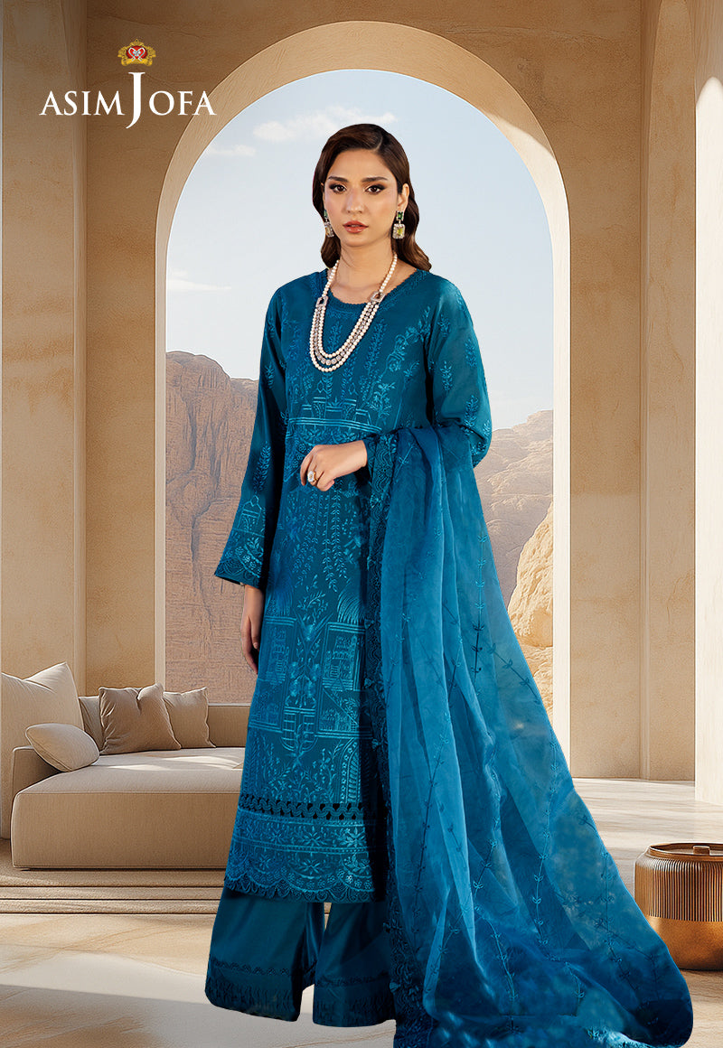 Asim Jofa Luxury Lawn Ajellb-17 Emb Stitched 3 Pcs