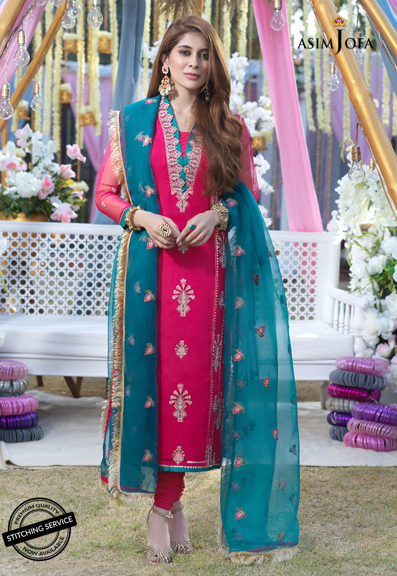 Asim Jofa Festive Eid 2021 Ajfc-10 Embroidered Organza 3 Pcs