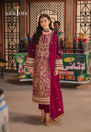 Asim Jofa Chamkeeli Pret Ajkkb-03 Embroidered Twisted Silk Stitched 3 Pcs