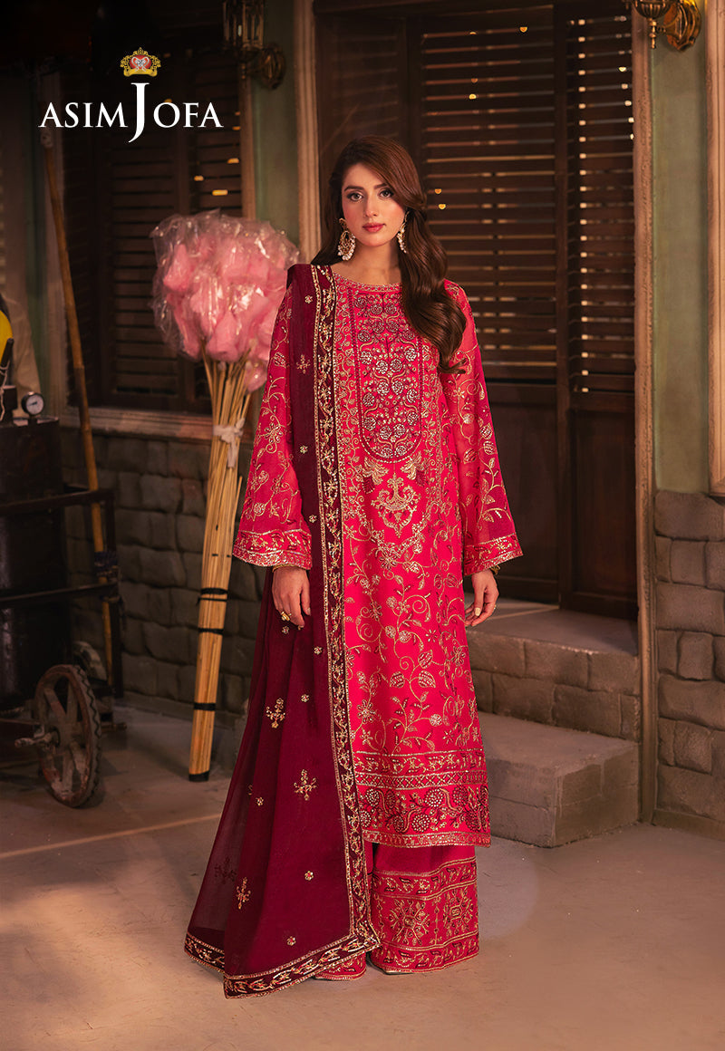 Chamkeeli Pret By Asim Jofa Ajkkb-11 Emb Chiffon Stitched 3 Pcs