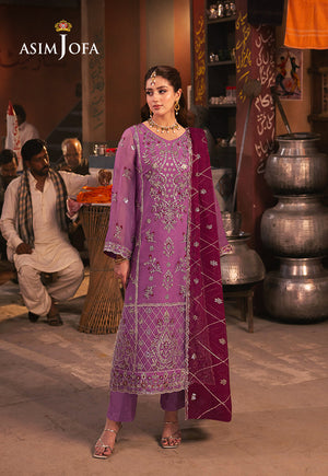 Asim Jofa Chamkeeli Pret Ajkkb-28 Embroidered Chiffon Stitched 3 Pcs