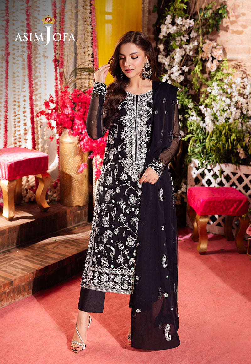 Asim Jofa Jag Mag Pret Ajmjb-01 Embroidered Chiffon Stitched 3 Pcs