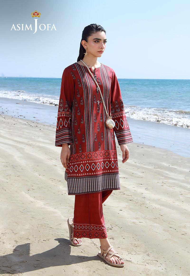 Asim Jofa Essential Pret Drop 7 Ajpb-141 Printed Check Dobby 2 Pcs