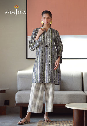 Asim Jofa Essential Pret Drop 7 Ajpb-142 Printed Check Dobby 2 Pcs