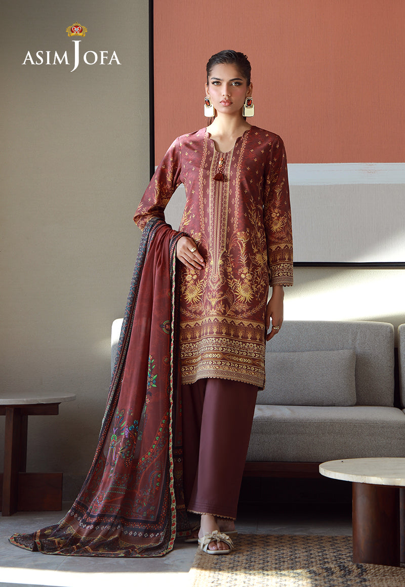 Asim Jofa Essential Pret Drop 7 Ajpb-155 Printed Arabic Lawn 3 Pcs