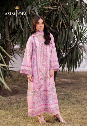 Asim Jofa Charmeuse Silk Pret Ajrsb-03 Digitally Printed Embroidered Grip Stitched 3 Pcs