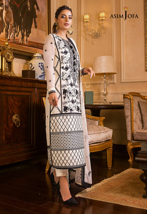 Asim Jofa Maahru & Noorie (Festive) 2023 Ajsm-13 Embroidered Cotton Net Organza 3 Pcs