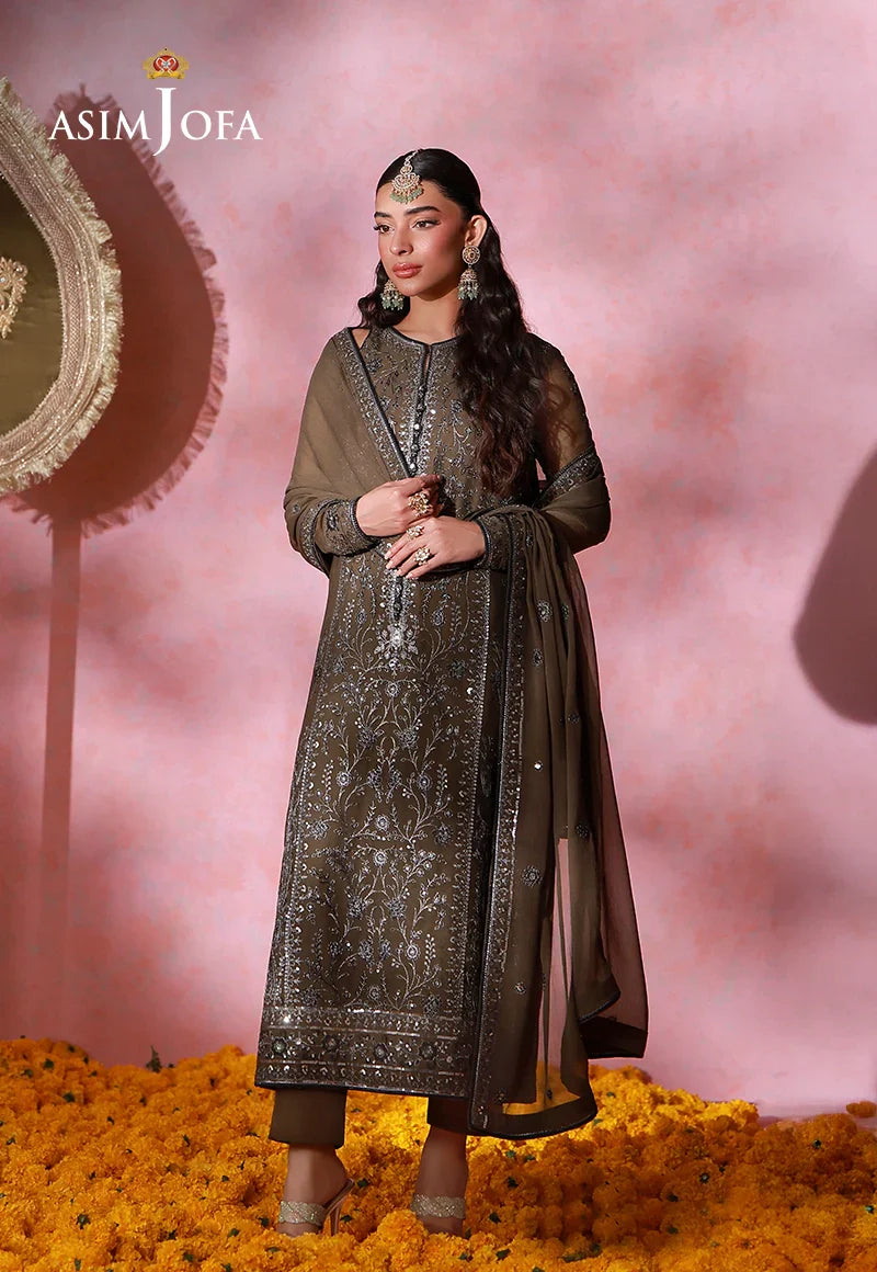 Asim Jofa Unstitched 3 Piece Festive Formals Suit-AJULFI-04 Embroidered Chiffon Unstitched 3 Pcs