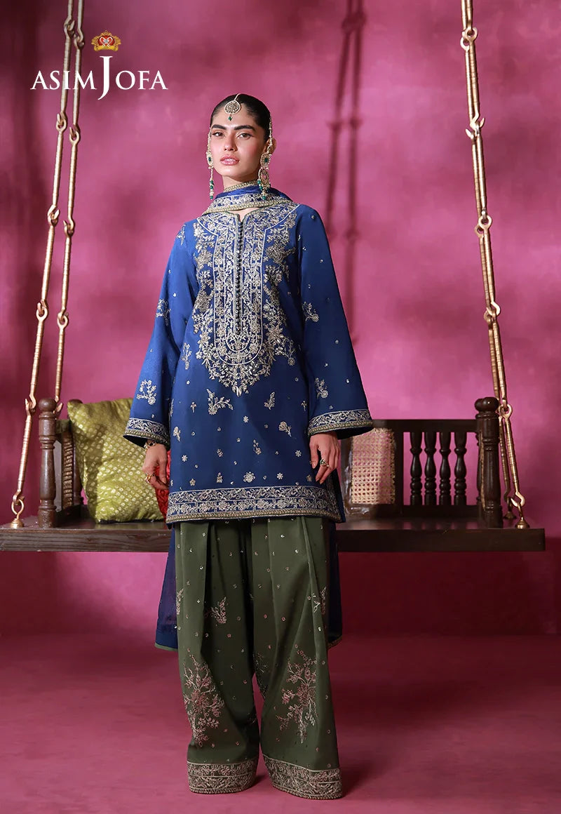 Asim Jofa Unstitched 3 Piece Festive Formals Suit-AJULFI-10 Embroidered Raw Silk Unstitched 3 Pcs