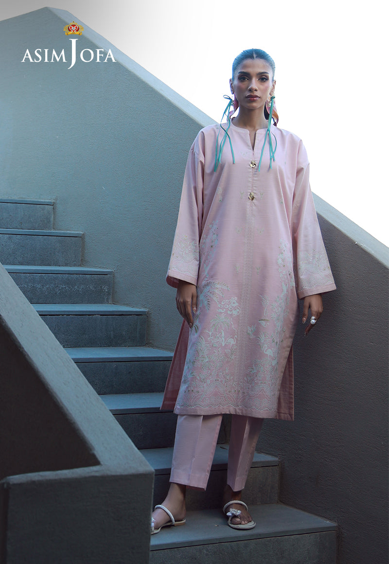 Asim Jofa Essential Pret Drop 7 Ajpb-130 Printed Rib Lawn 2 Pcs