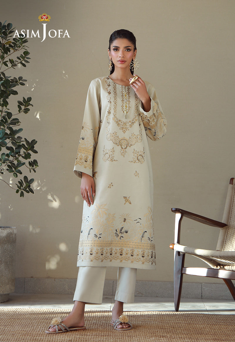 Asim Jofa Essential Pret Drop 7 Ajpb-131 Printed Rib Lawn 2 Pcs