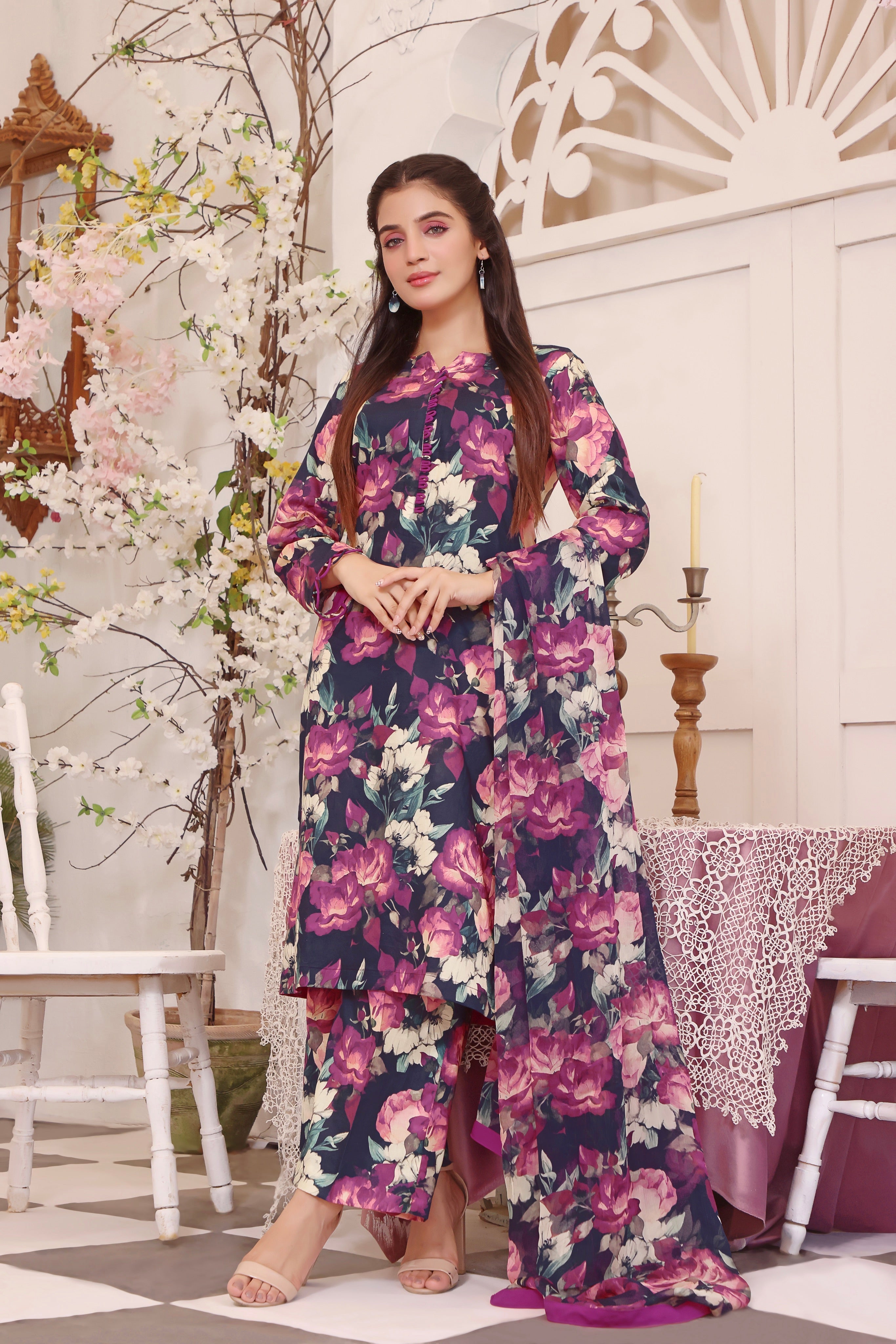 Feathers Unstitched 3 Piece Summer Collection-AKS-FT104