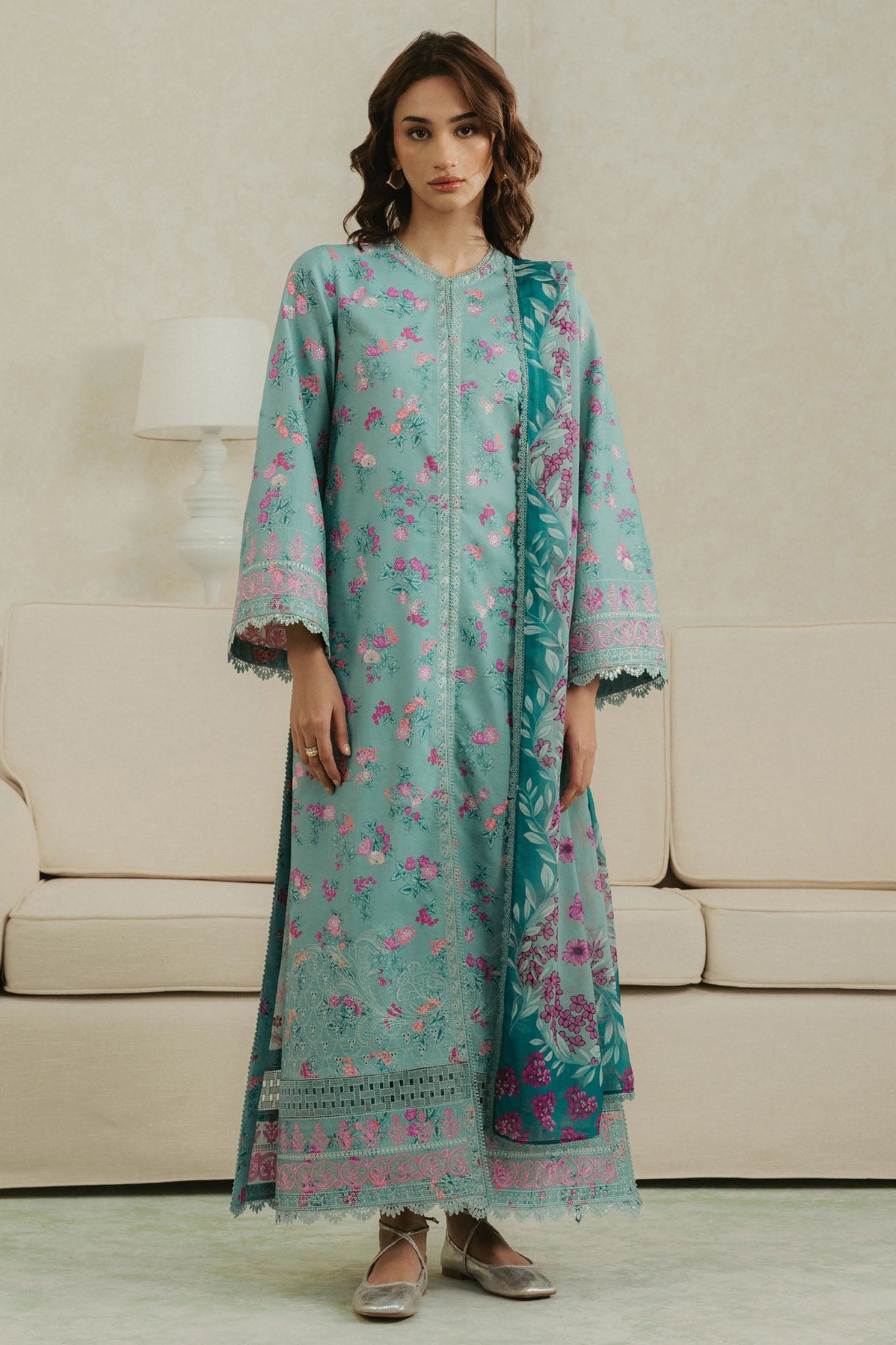 Amore By Ayzel Unstitched 3 Piece Summer Lawn Collection-AL-V4-07-Gleam