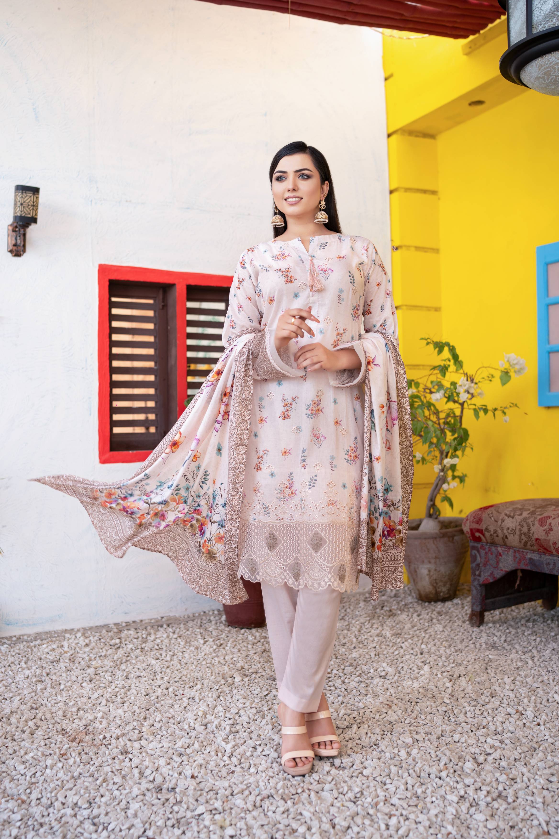 Dressline UnStitched 3 Piece Premium Chikankari & Cutwork Emb Digital Printed Lawn Collection