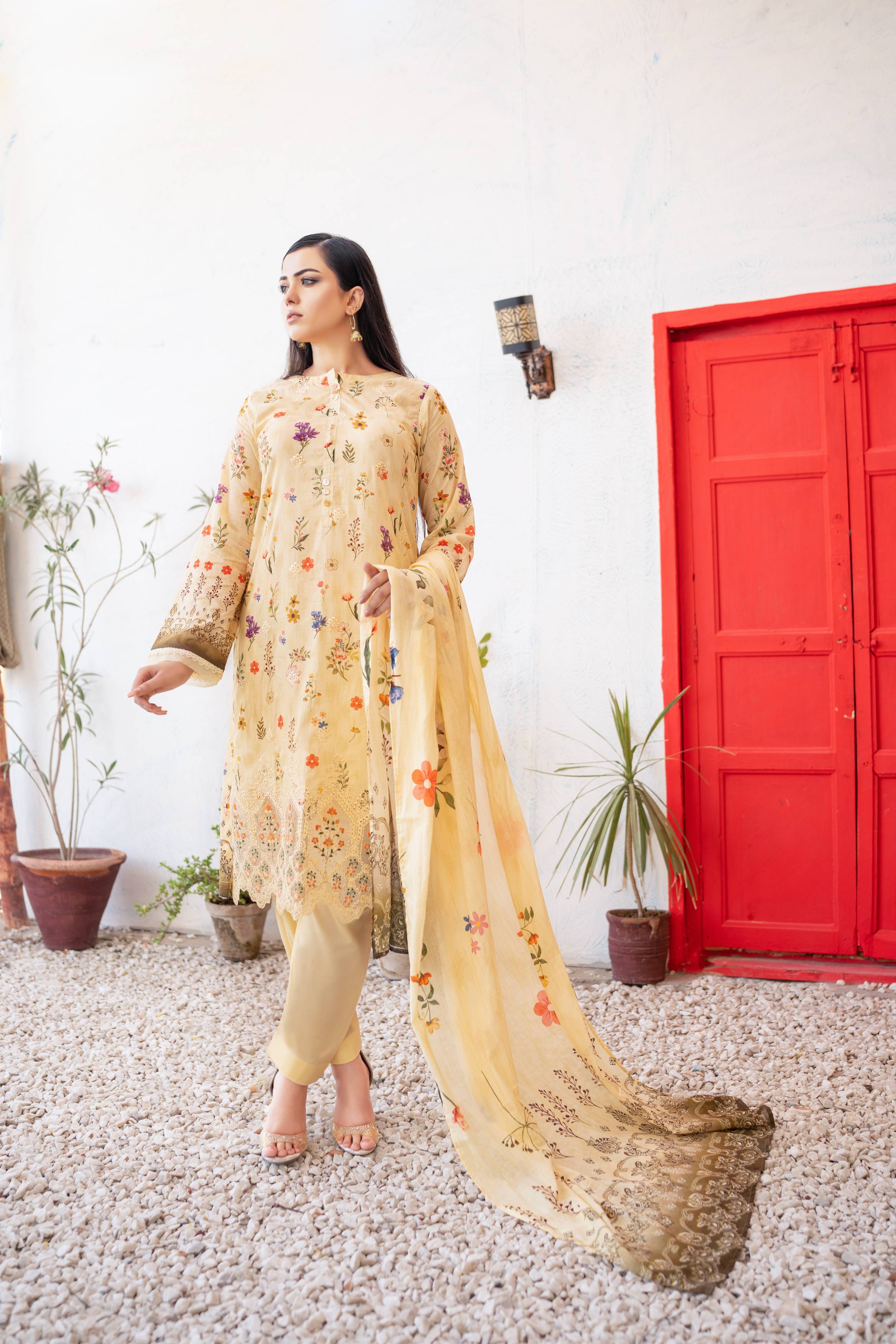 Dressline UnStitched 3 Piece Premium Chikankari & Cutwork Emb Digital Printed Lawn Collection