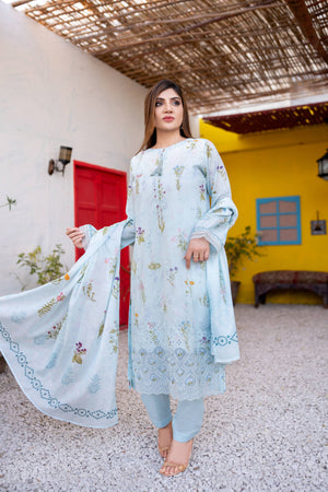 Dressline UnStitched 3 Piece Premium Chikankari & Cutwork Emb Digital Printed Lawn Collection