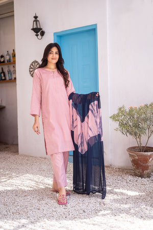 Dressline Ziya Premium Stitched 3 Piece Bindhi Broshia Lawn Suit With Chiffon Dupatta Al Umer Textile