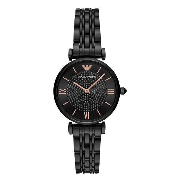 Emporio Armani Black Stainless Steel Black Dial Quartz Watch For Ladies - AR11245