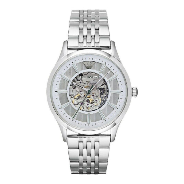 EMPORIO ARMANI Beta Silver Stainless Steel Silver (Skeleton) Dial Automatic Watch for Gents - AR1945