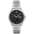 EMPORIO ARMANI Zeta Silver Stainless Steel Black Dial Quartz Watch for Gents - AR1977