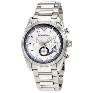 EMPORIO ARMANI Sportivo Silver Stainless Steel Silver Dial Chronograph Quartz Watch for Gents - AR6036