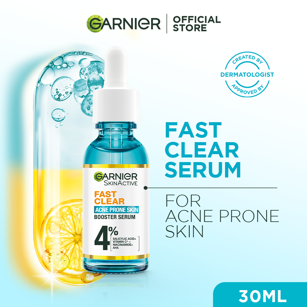 Bundle - Garnier Fast Clear Serum for Acne Prone Skin - 30ml + Free Face Serum Massager