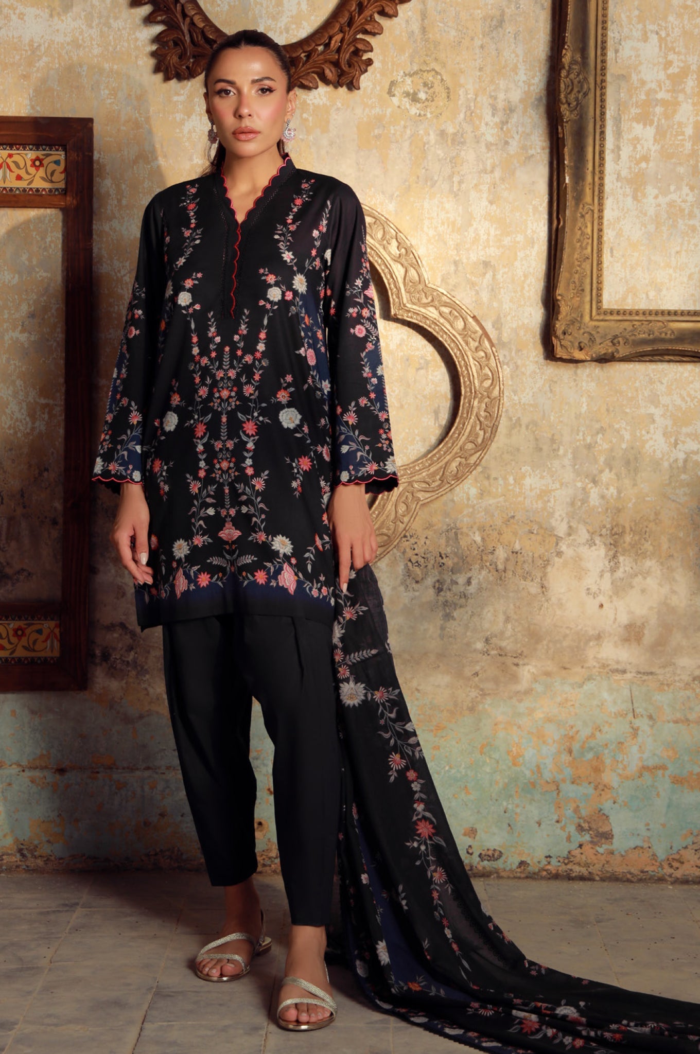 Elara By Sahar Unstitched 3 Piece Printed Cambric Fall Suit-AW1-25-01-UNS