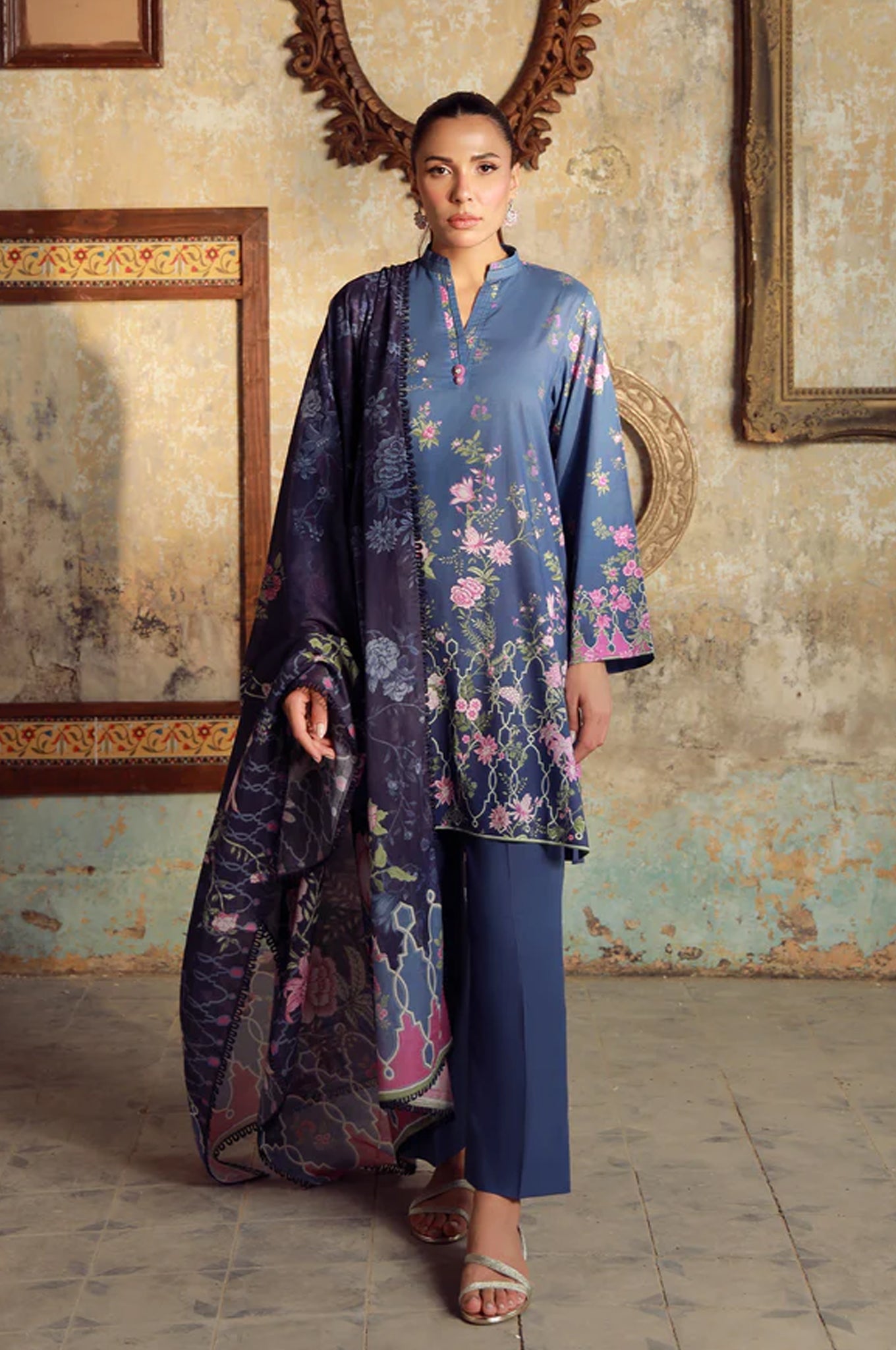 Elara By Sahar Unstitched 3 Piece Printed Cambric Fall Suit-AW1-25-02-UNS
