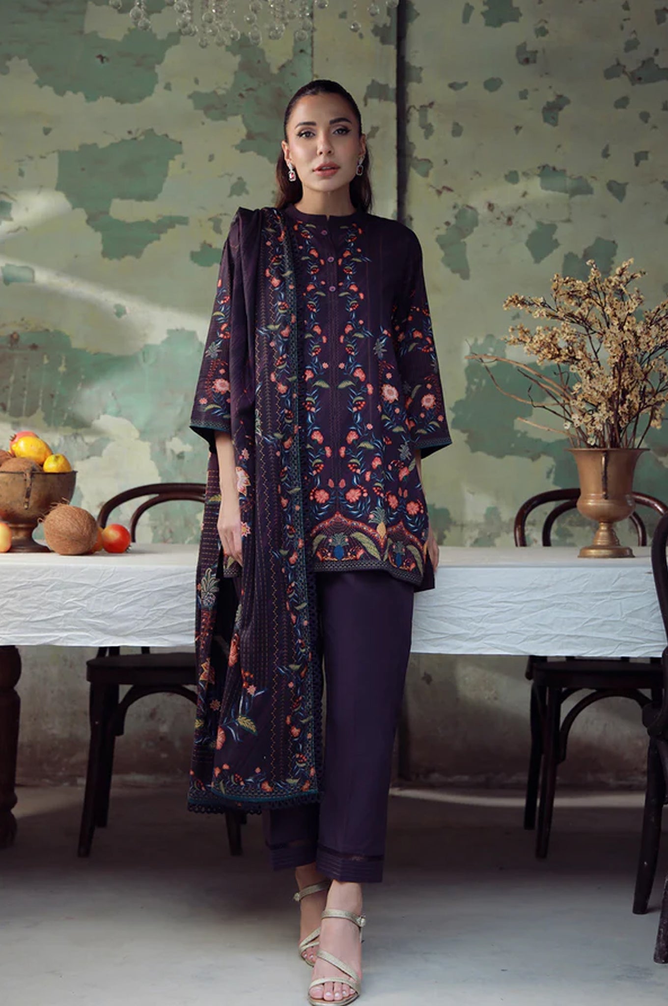 Elara By Sahar Unstitched 3 Piece Printed Cambric Fall Suit-AW1-25-04-UNS