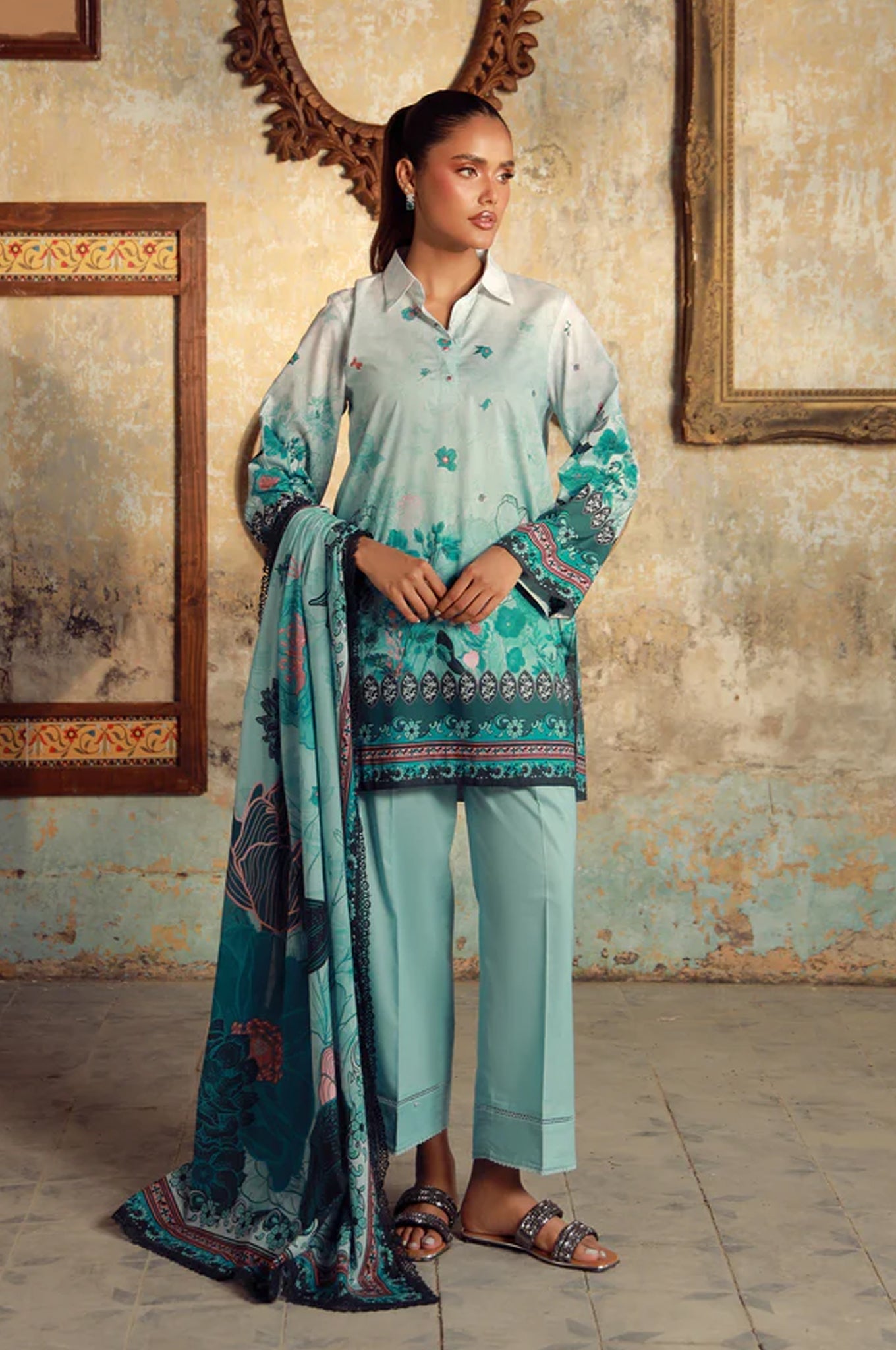 Elara By Sahar Unstitched 3 Piece Printed Cambric Fall Suit-AW1-25-10-UNS